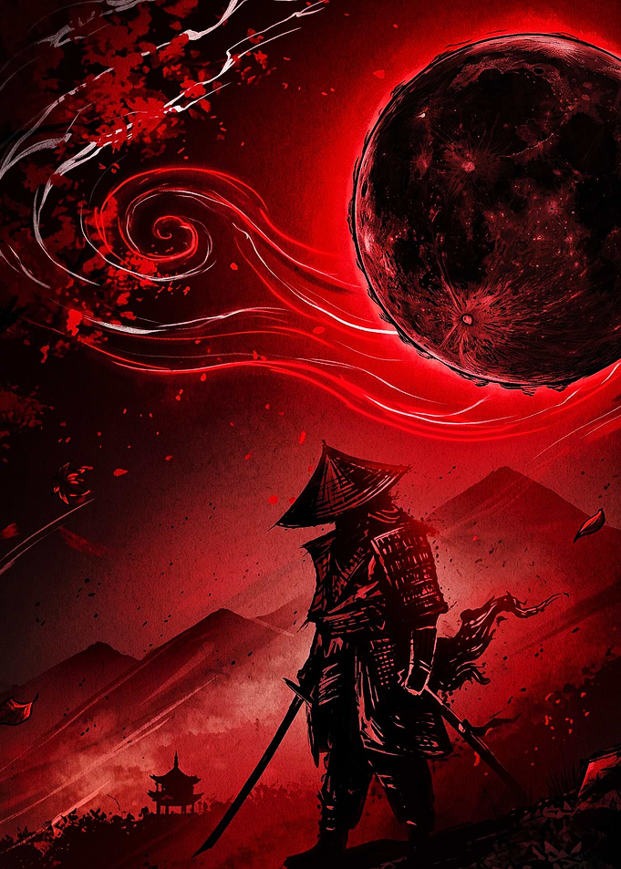 Samurai Under a Blood Red Moon