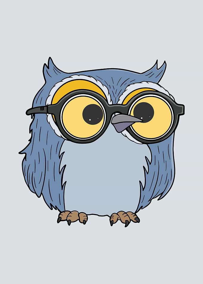 Cute Cartoon Owl with Glasses