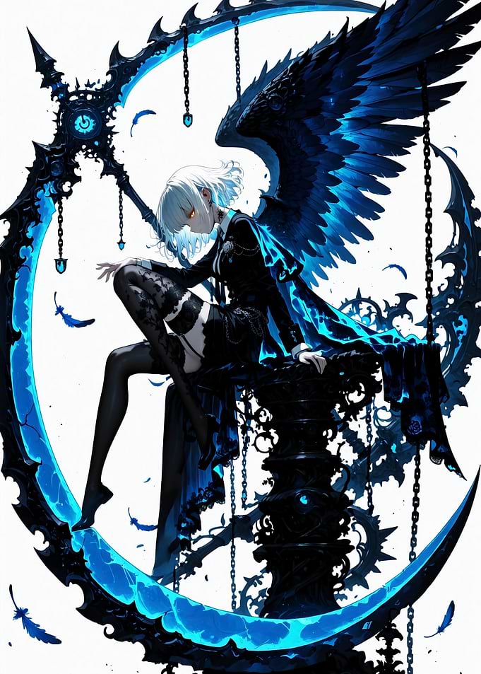 Anime Angel with Glowing Blue Scythe