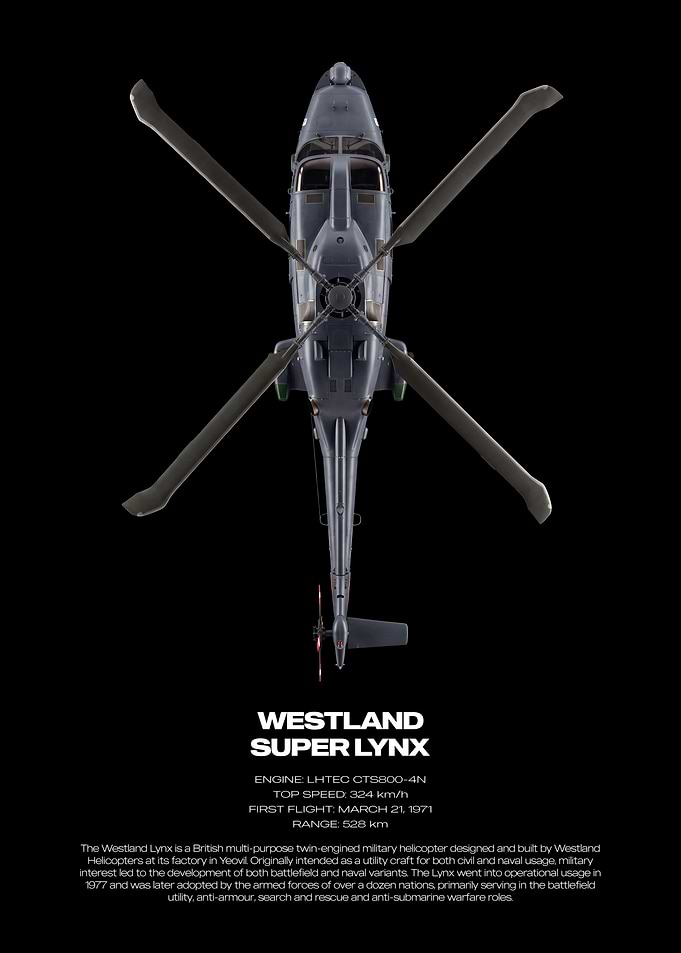 Westland Super Lynx Helicopter Blueprint