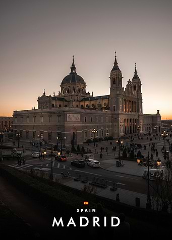 Almudena Cathedral in Madrid at Sunset