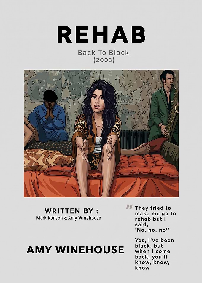 Amy Winehouse Rehab Song Poster