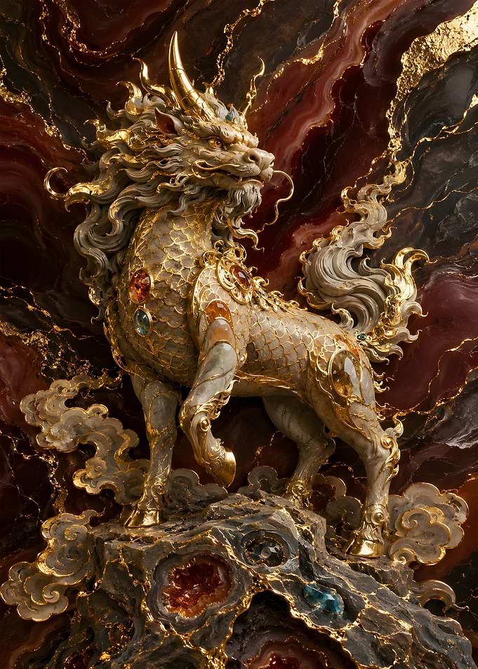 Divine Qilin & Flame Clouds