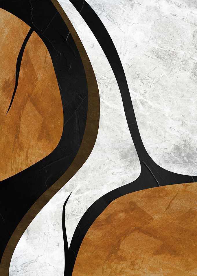 Abstract Gold Black and White Curves