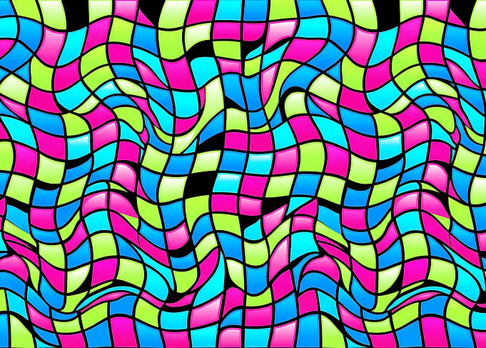 Wavy Neon Grid Abstract Pattern