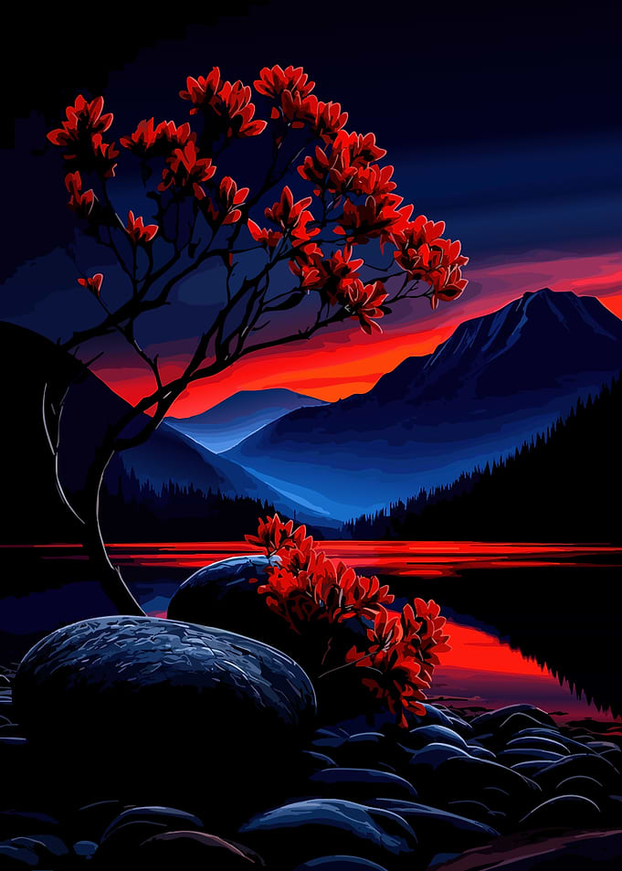 Vibrant Red Flowers at Sunset