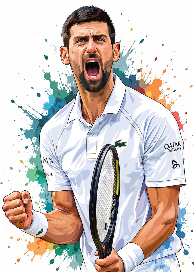 Novak Djokovic Tennis Victory Illustration