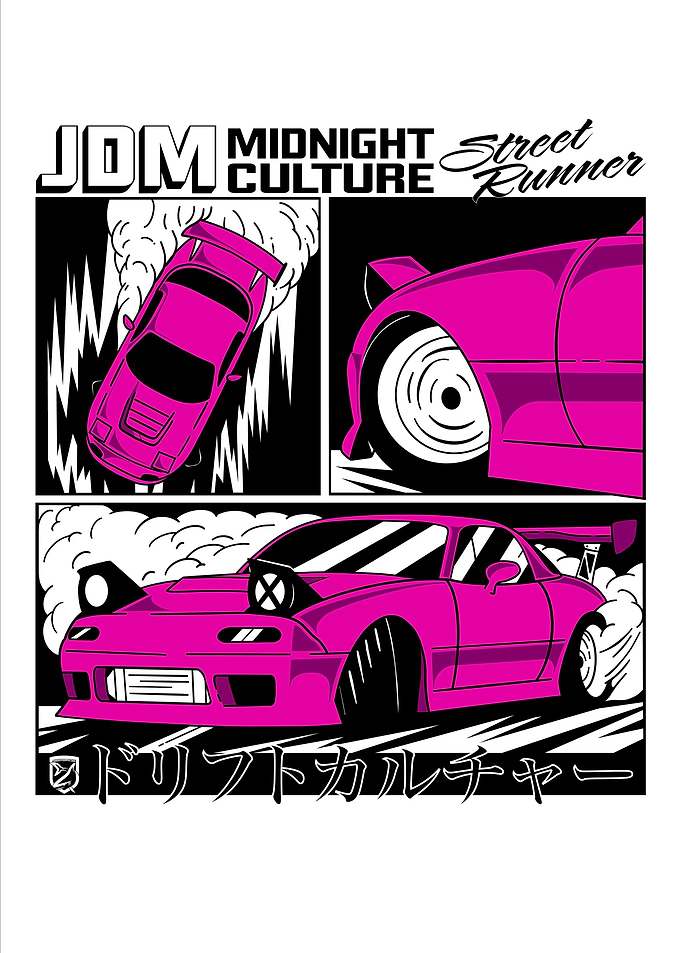 NA Miata Drifting Comic Book Spread (Pink)