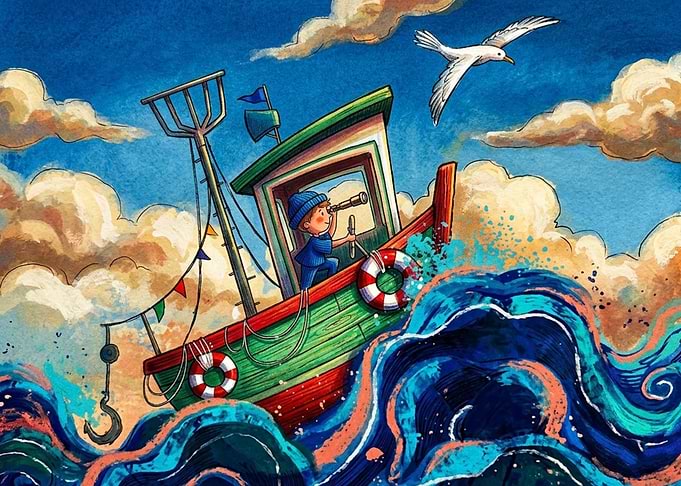 Young Sailor on Stormy Seas
