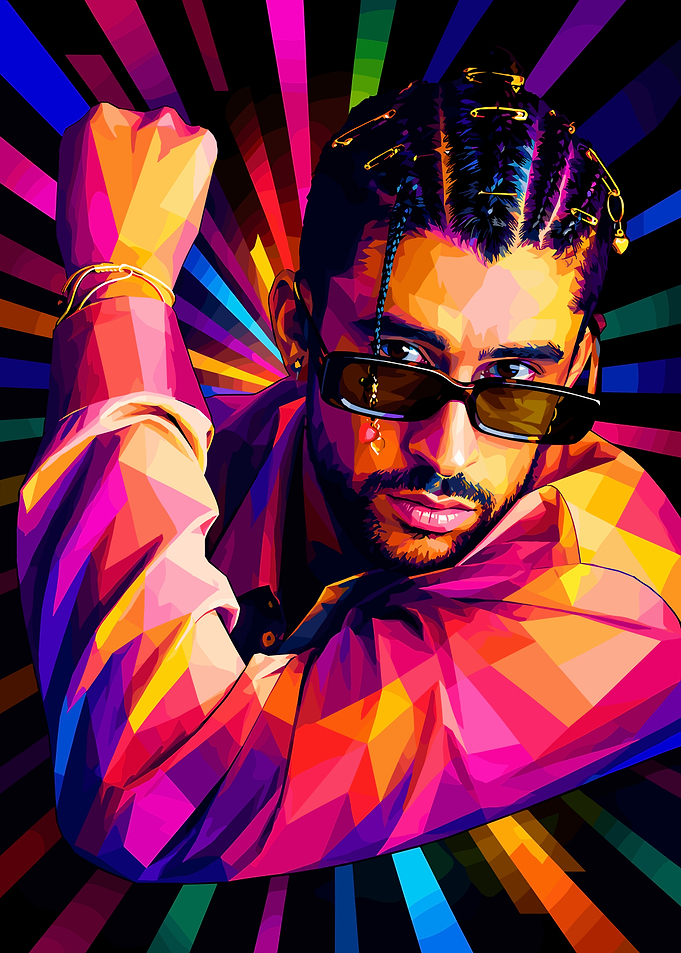 Bad Bunny Low Poly Portrait