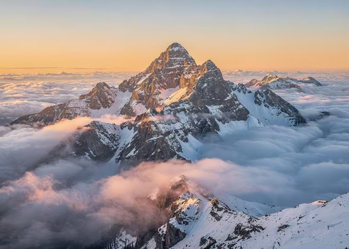 Grand Teton Peak Above Clouds