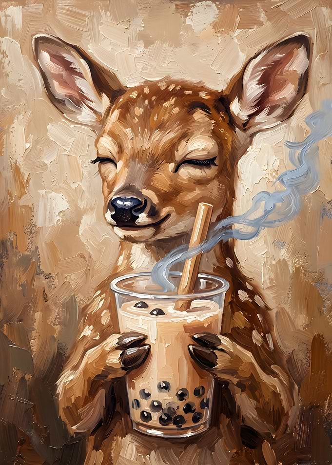 Fawn Drinking Bubble Tea