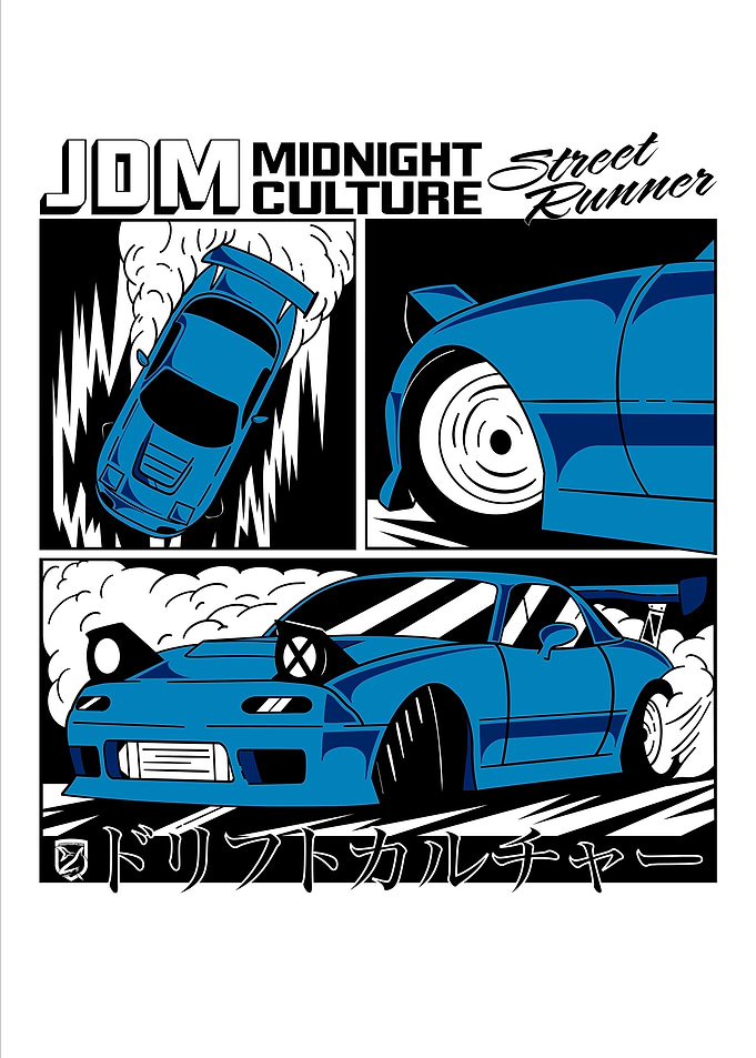 NA Miata Drifting Comic Book Spread (Blue)