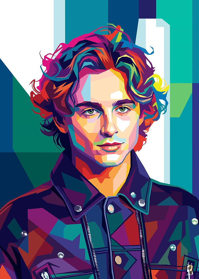 Colorful Pop Art Portrait of Timothée Chalamet