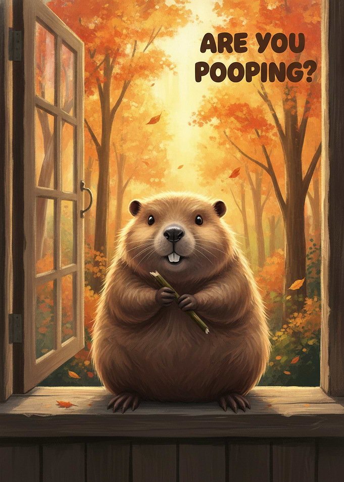 Funny Beaver Bathroom Wall Art