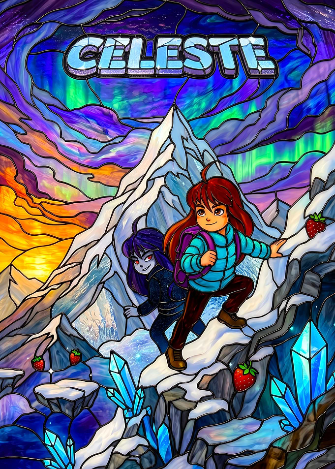 Celeste Stained Glass Mountain Art