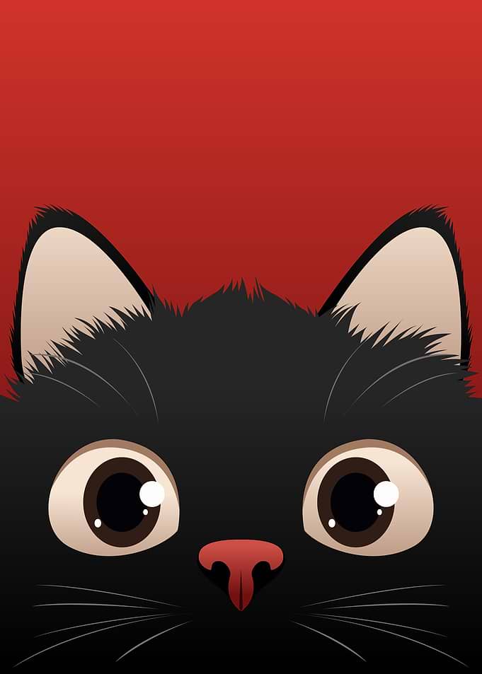 Cute Black Cat Face Illustration