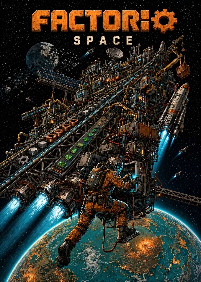 Factorio Space Pixel Art Poster