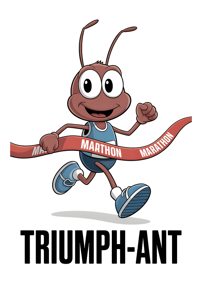 Triumph-Ant Marathon Runner Cartoon