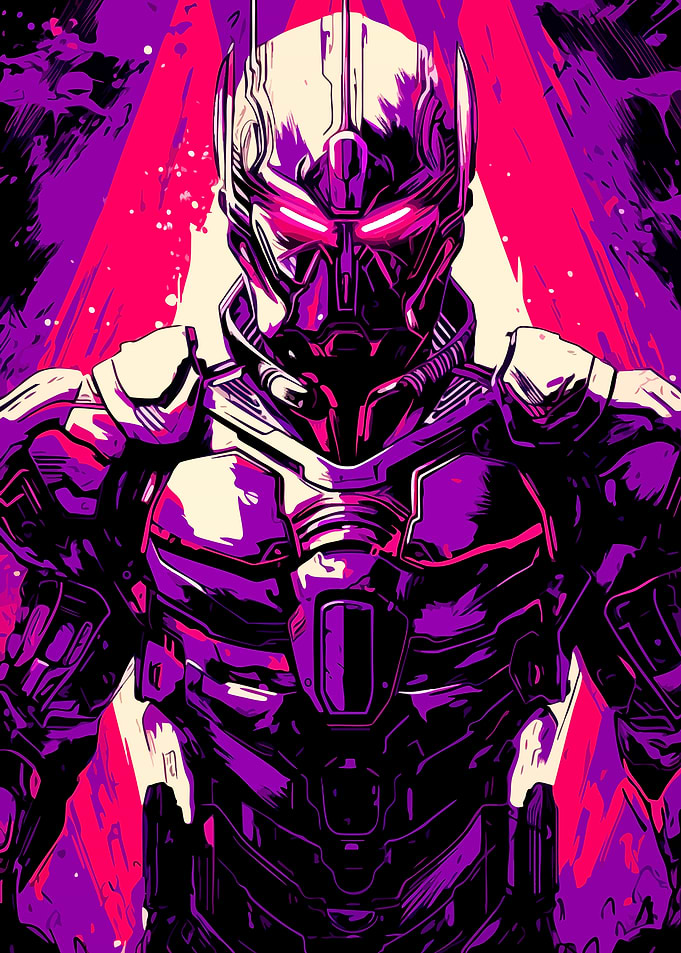 Cybernetic Warrior in Neon Purple