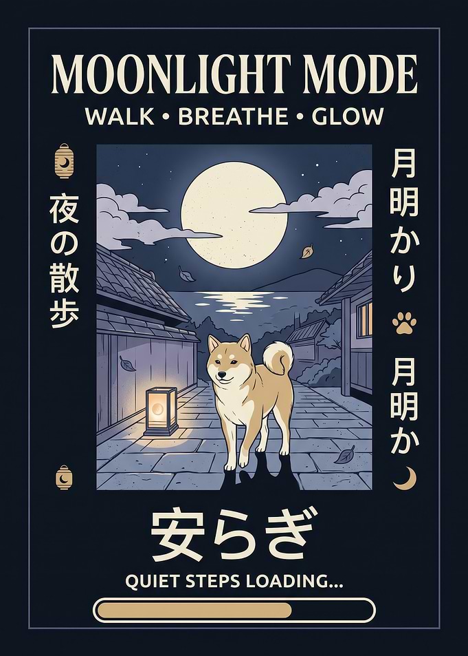 Moonlight Mode Shiba Inu Poster
