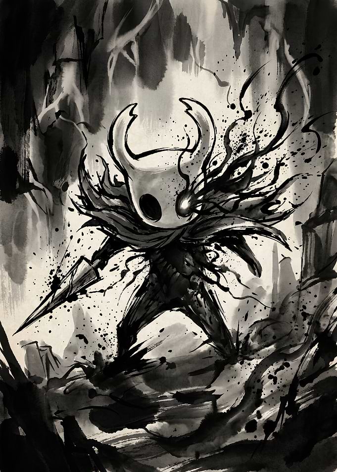Hollow Knight Ink Style Illustration