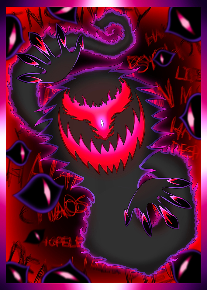 Dark Shadow Monster with Glowing Eyes