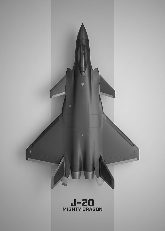 J-20 Mighty Dragon Minimalist Poster