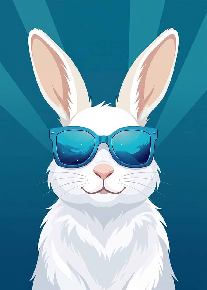 Cool White Rabbit with Sunglasses