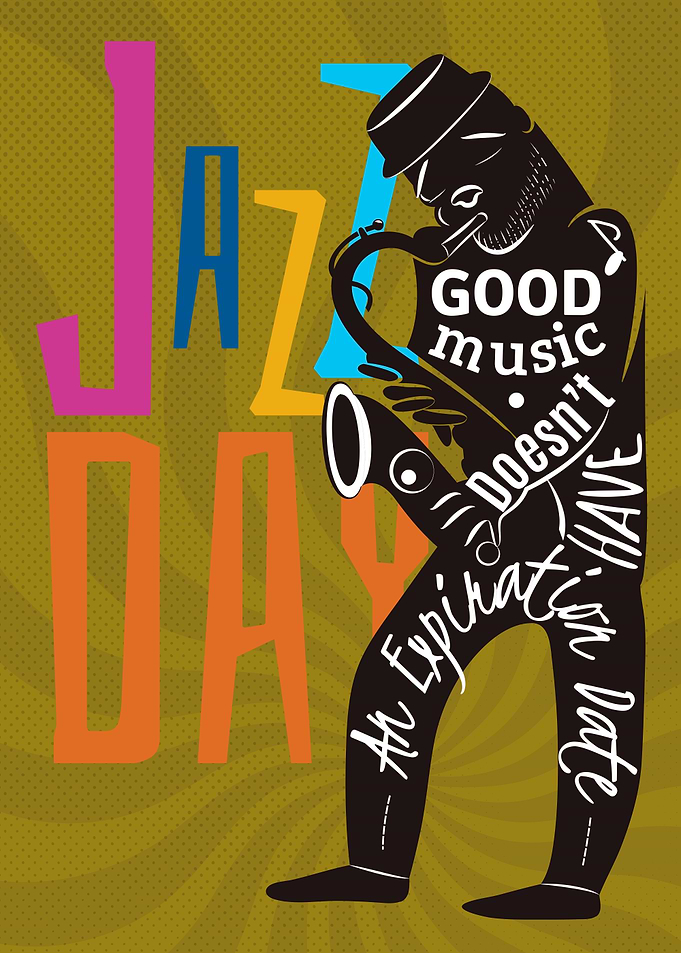 Jazz Day Saxophone Player Poster