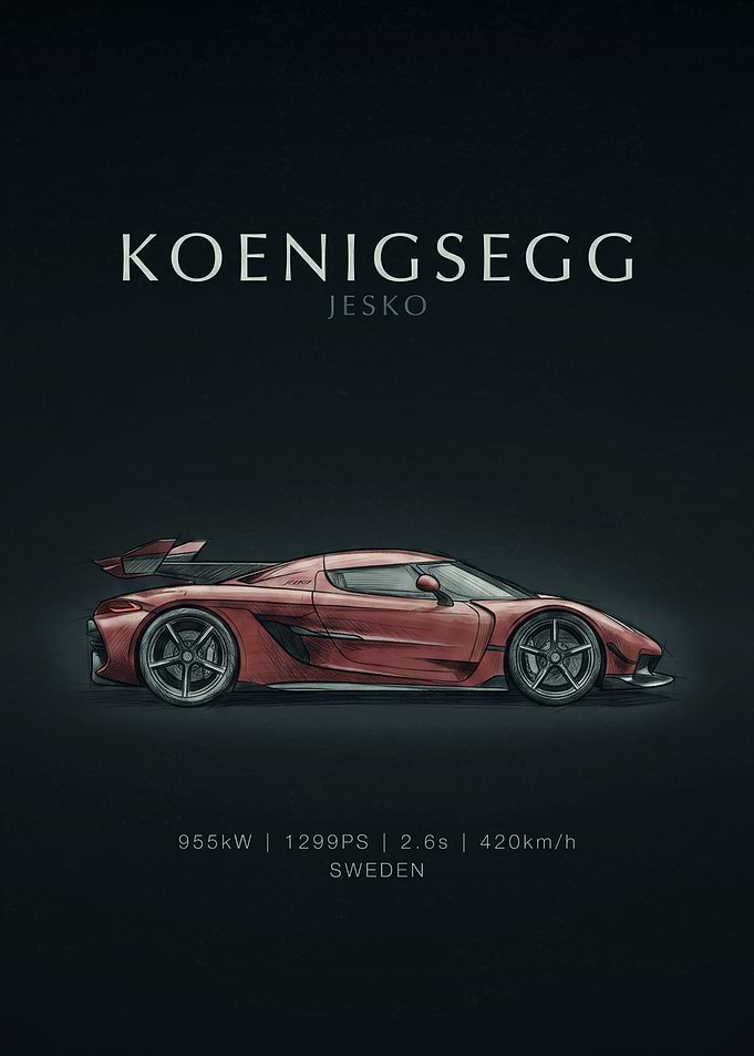 Koenigsegg Jesko Automotive Art Poster