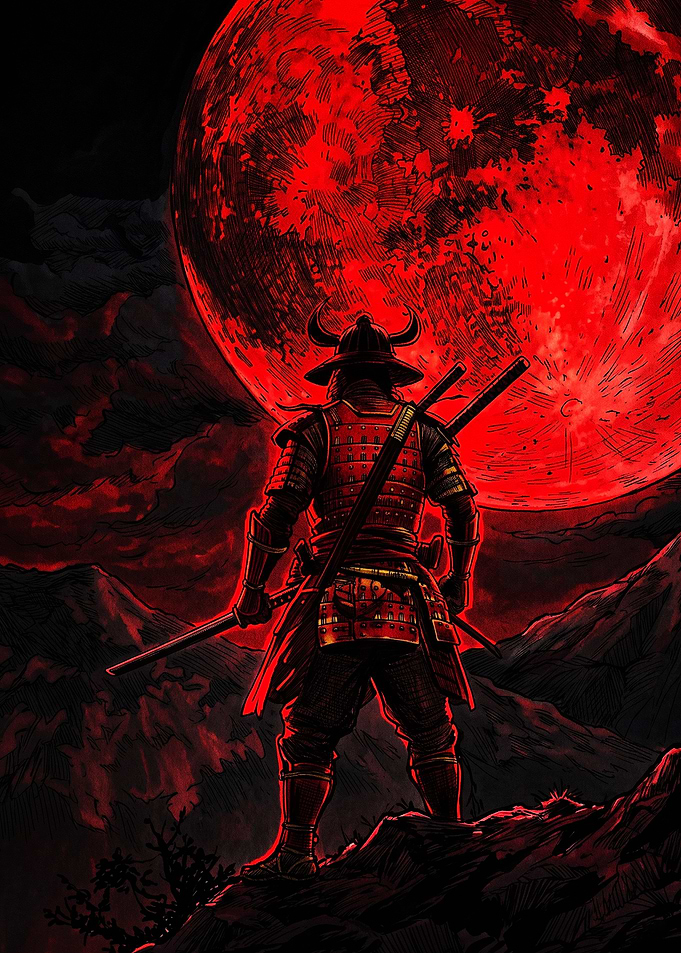 Samurai Under a Blood Red Moon