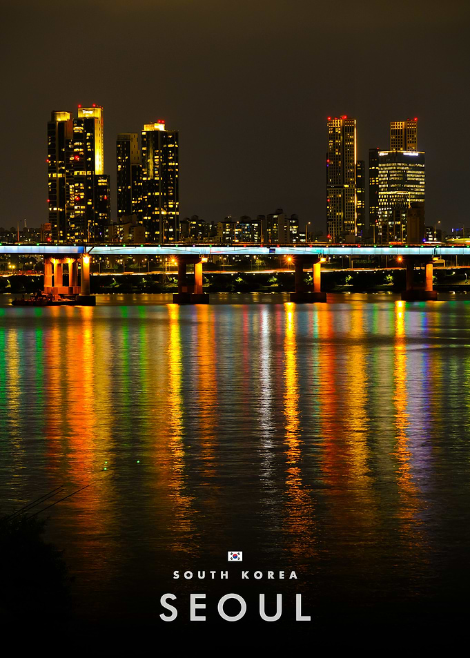 Seoul Cityscape Night Reflection