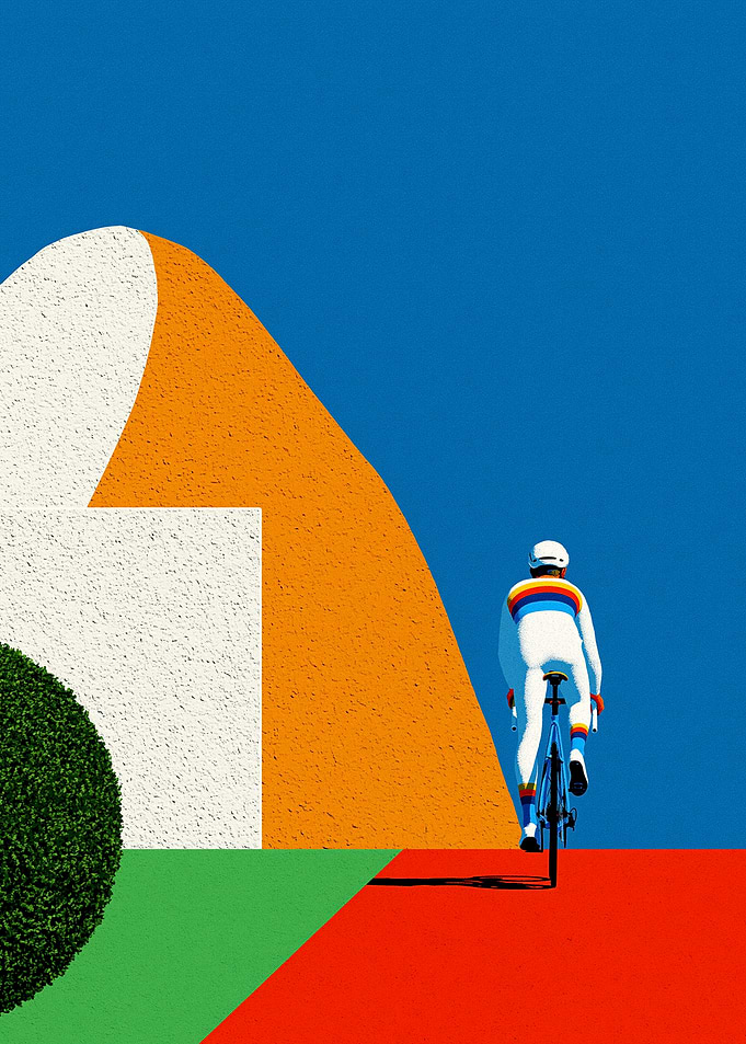 Minimalist Cyclist on Vibrant Path