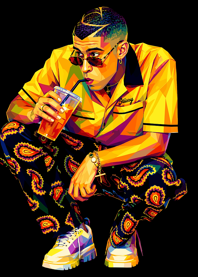 Bad Bunny Low Poly Art Portrait
