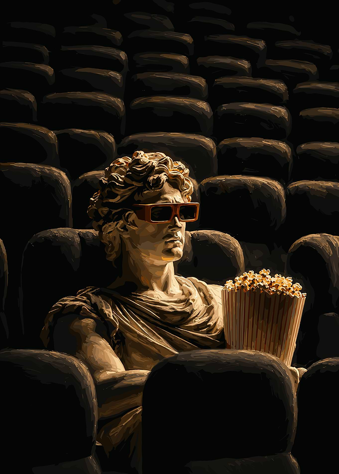 David Statue Watching a Movie