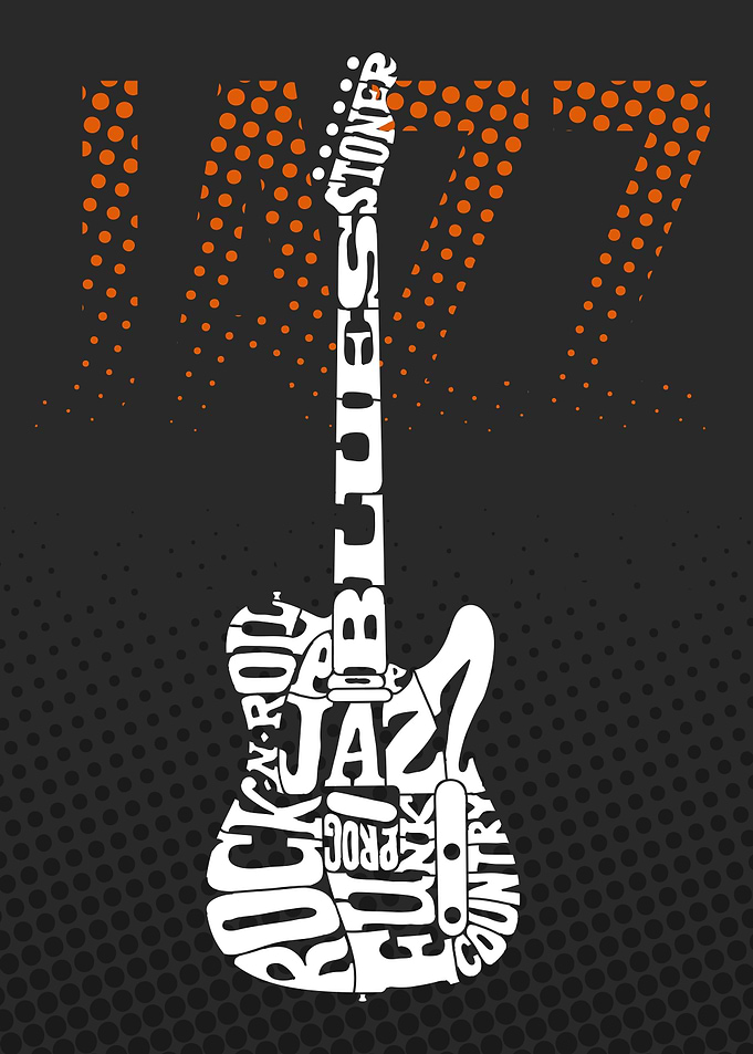 Typography Guitar Music Poster