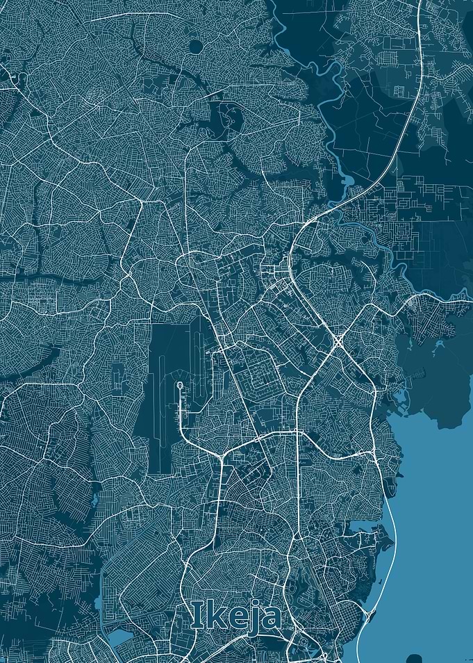 Ikeja City Map Print