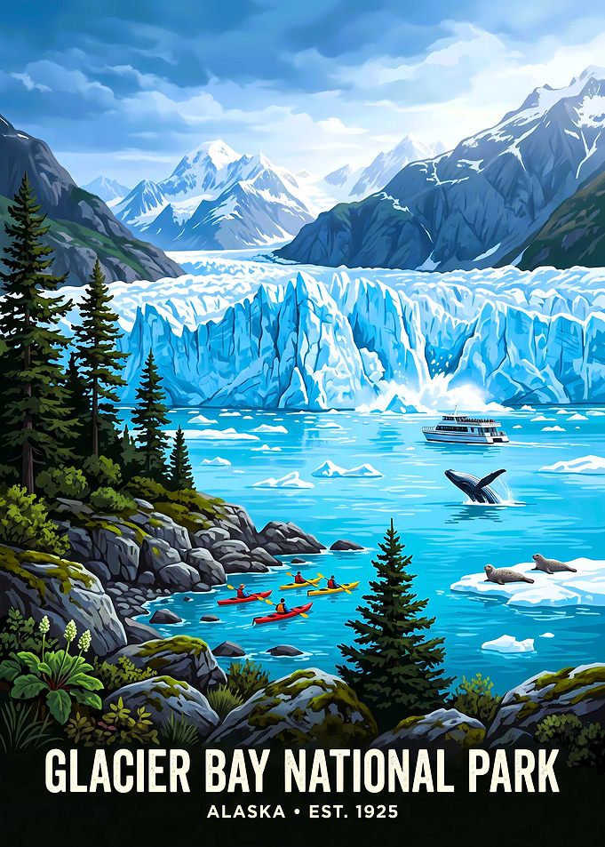 Glacier Bay National Park Travel Poster
