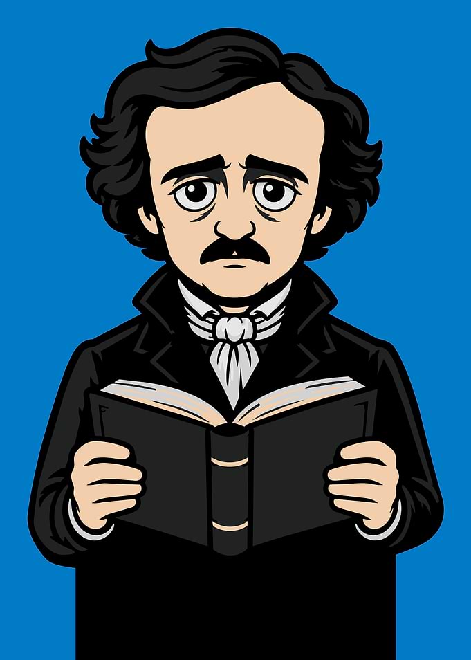 Edgar Allan Poe Cartoon Illustration
