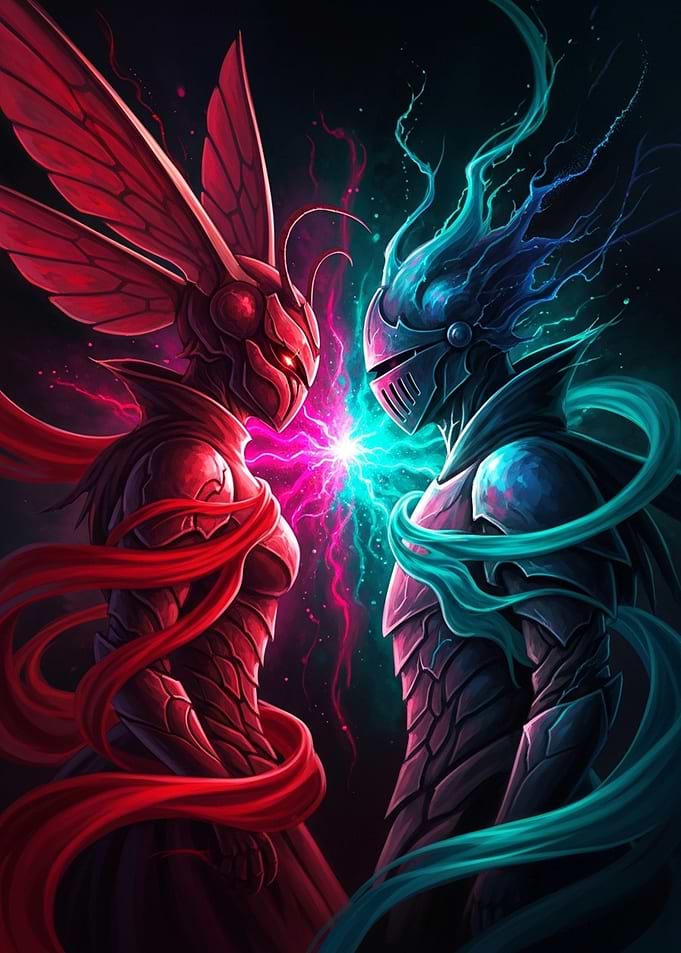 Red Insect Knight vs Blue Knight