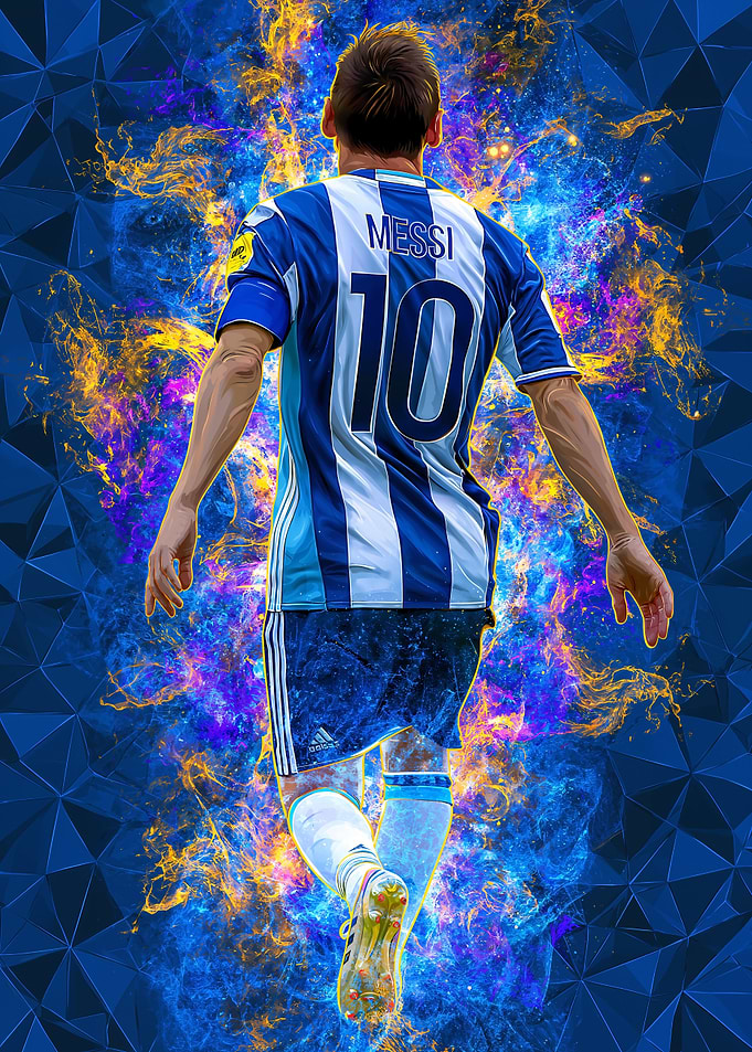 Lionel Messi Fiery Soccer Poster