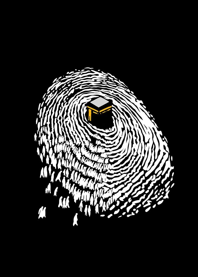 Kaaba Pilgrims Fingerprint Illustration