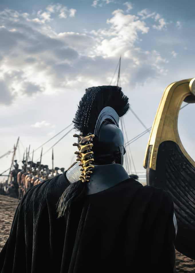 Spartan Warrior Standing by Ship