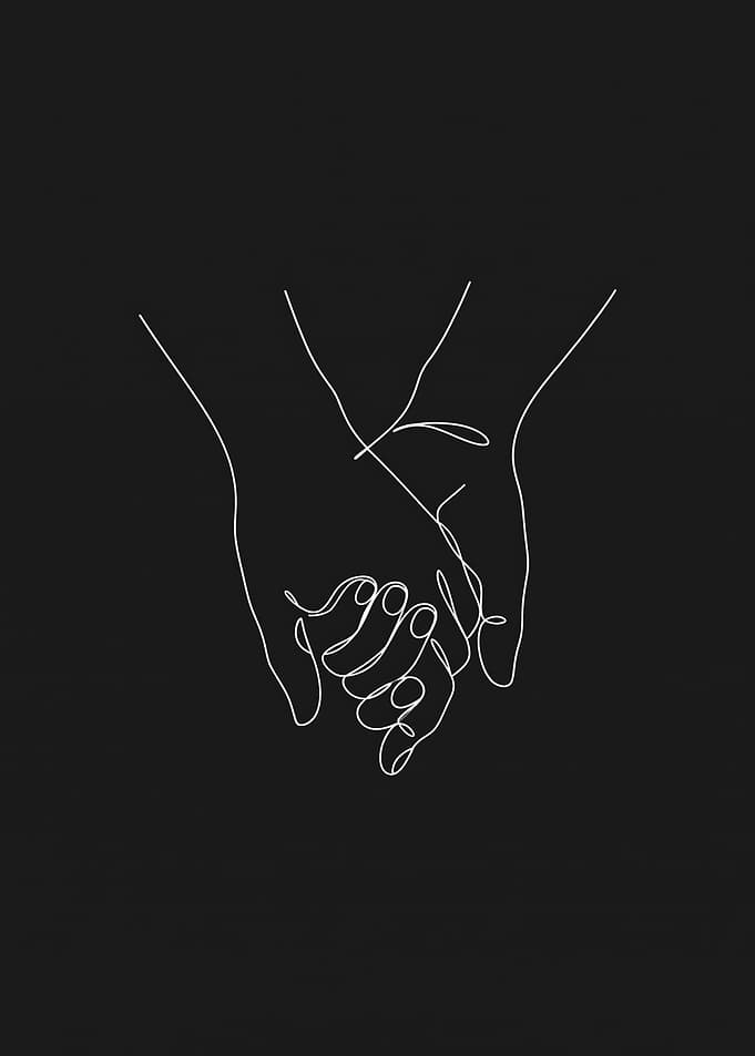 Minimalist Line Art Holding Hands