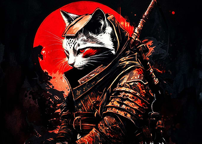 Warrior Cat Samurai Digital Art