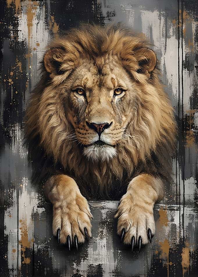Majestic Lion Portrait Abstract Art