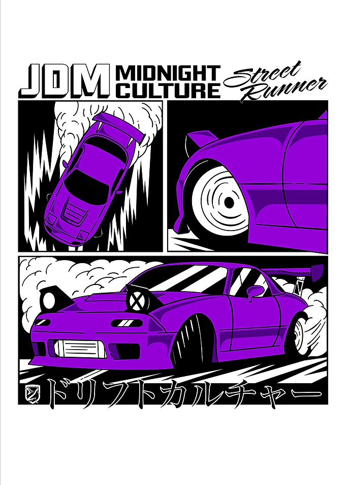 NA Miata Drifting Comic Book Spread (Purple)