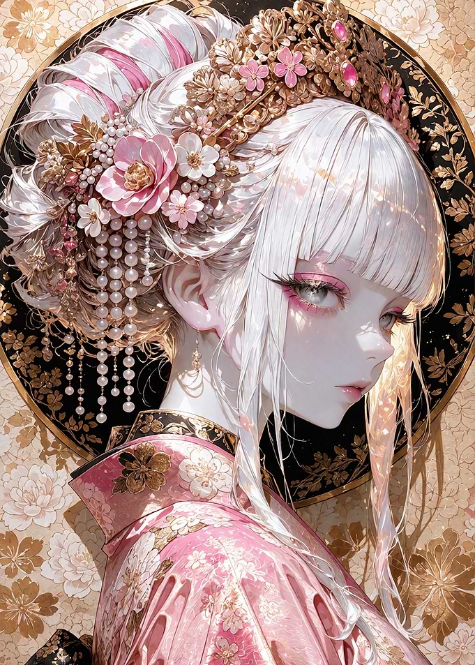 Elegant Anime Girl in Traditional Attire
