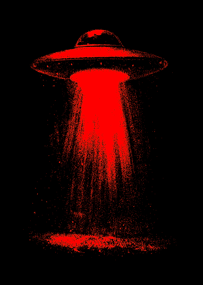 Red UFO Abduction Beam Graphic